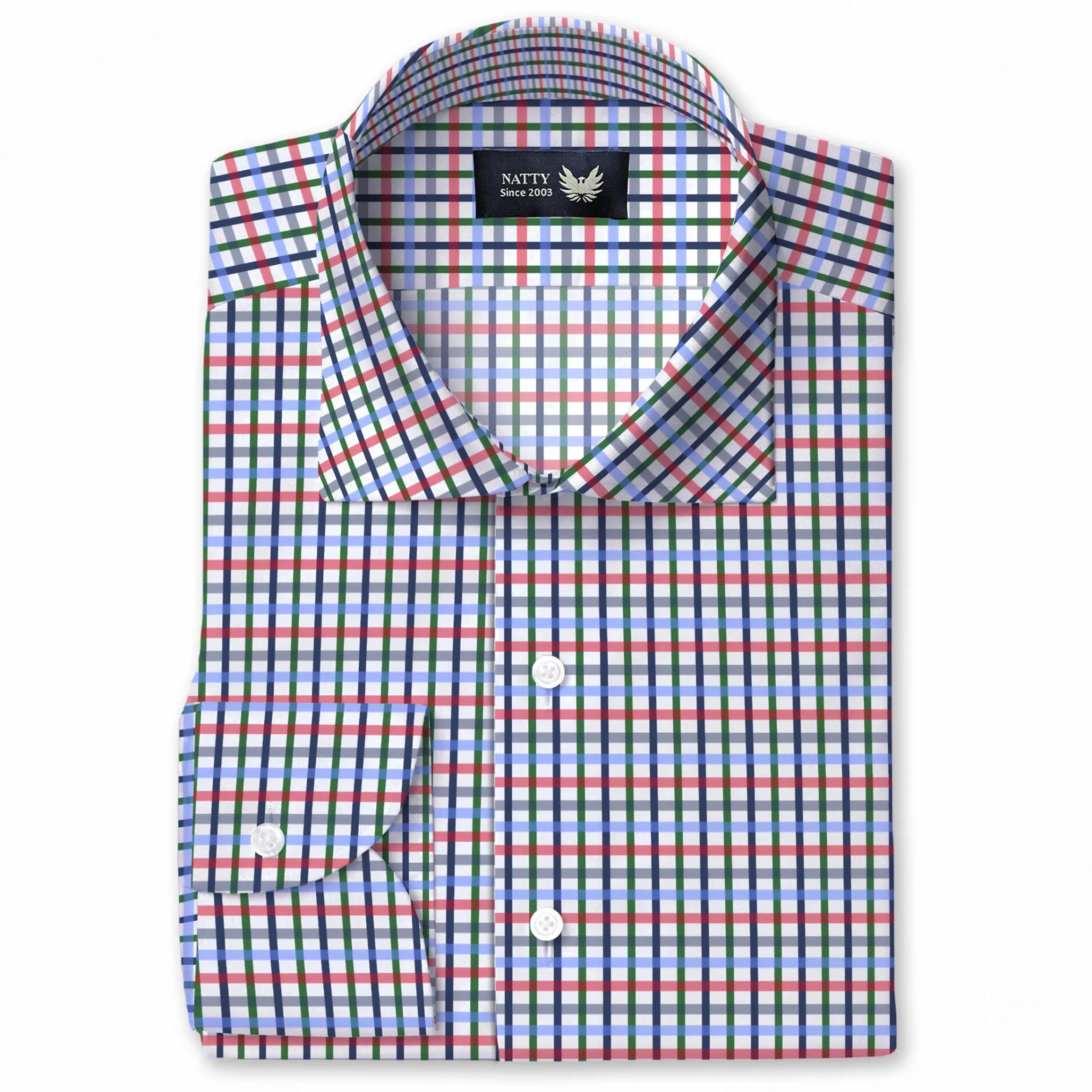 Navy Sky Red Green Large Gingham