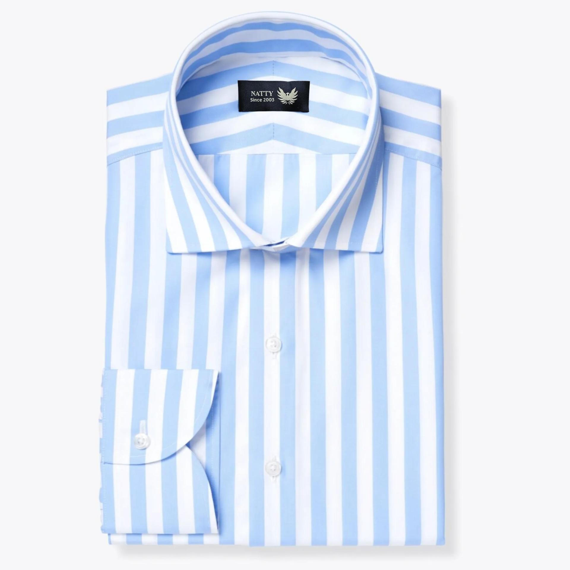Stanton 120s Light Blue Wide Stripe