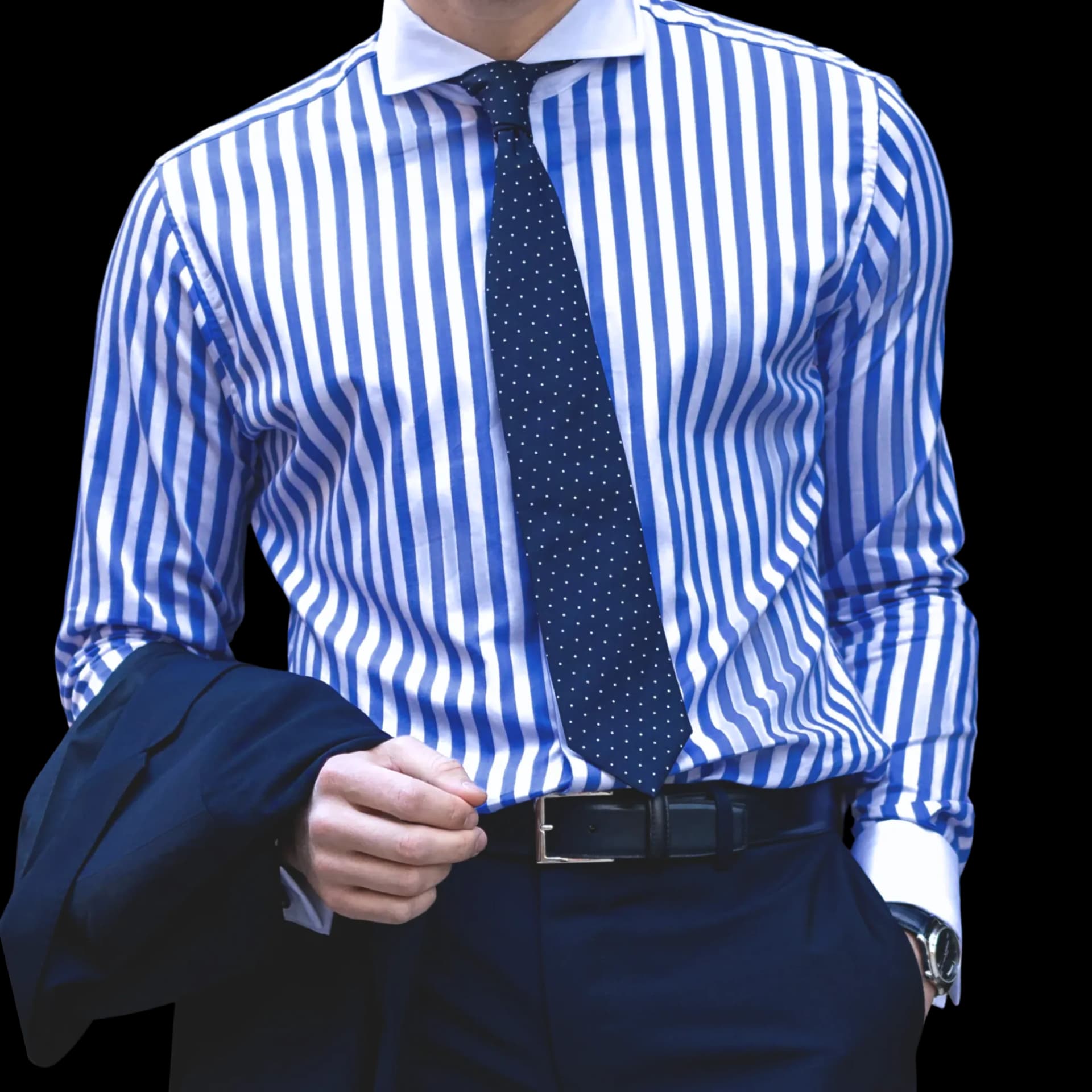 Navy Bold Stripe Broadcloth - alternate view