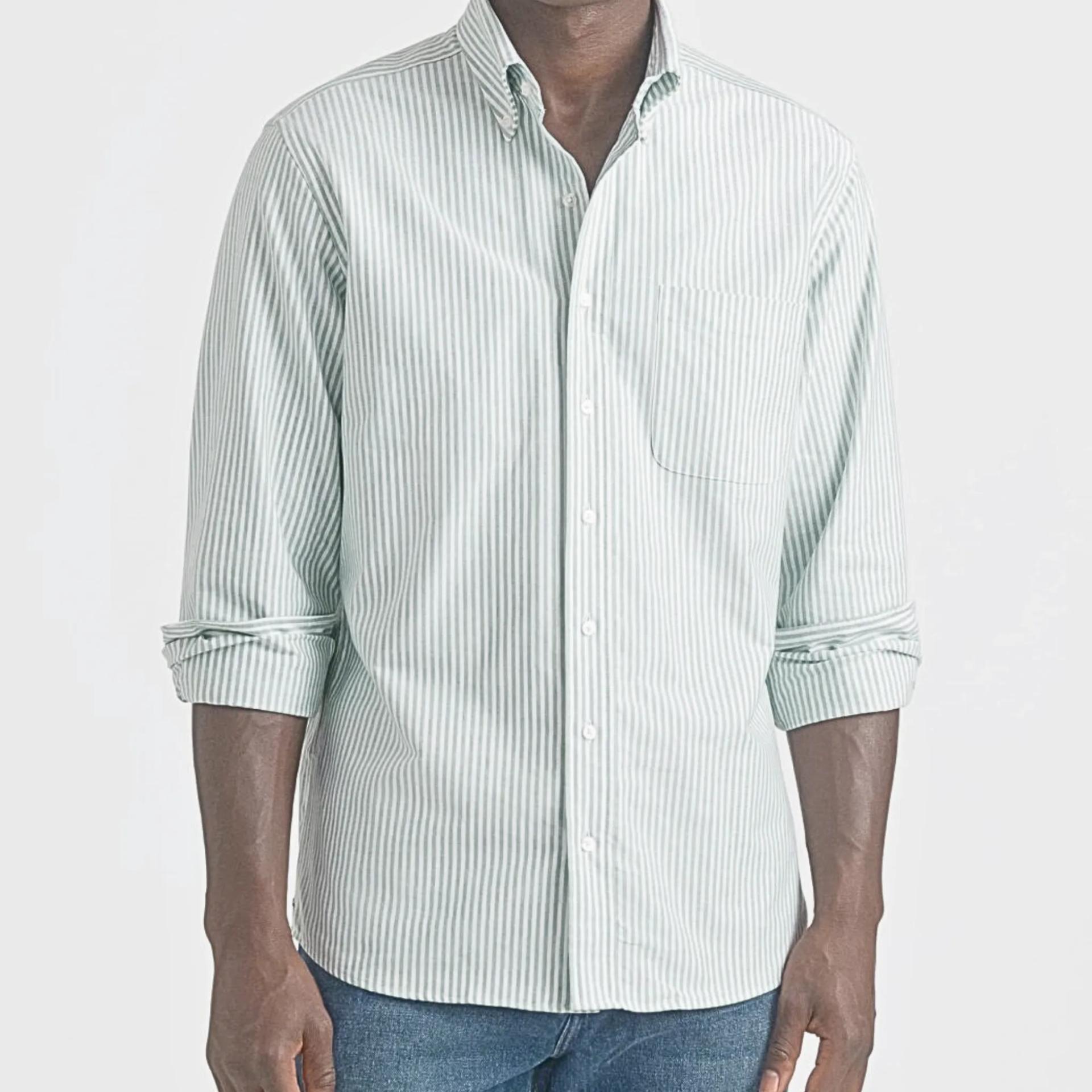Olive Green Seersucker Stripes - alternate view